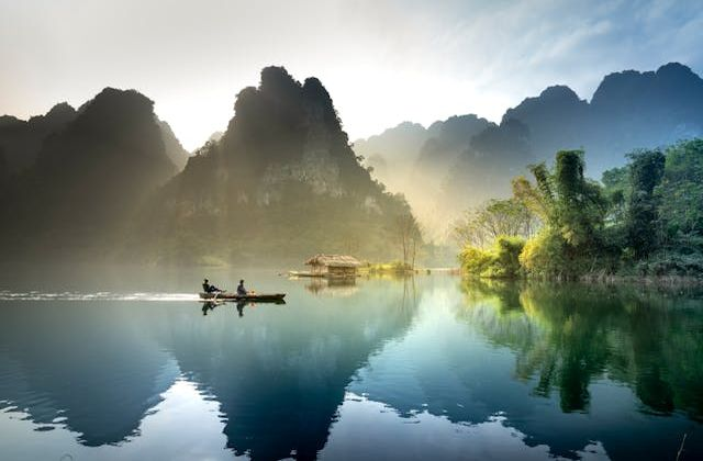 Scenic view of limestone mountains and rivers in Vietnam, one of Dentamed Holidays’ guided travel tour destinations