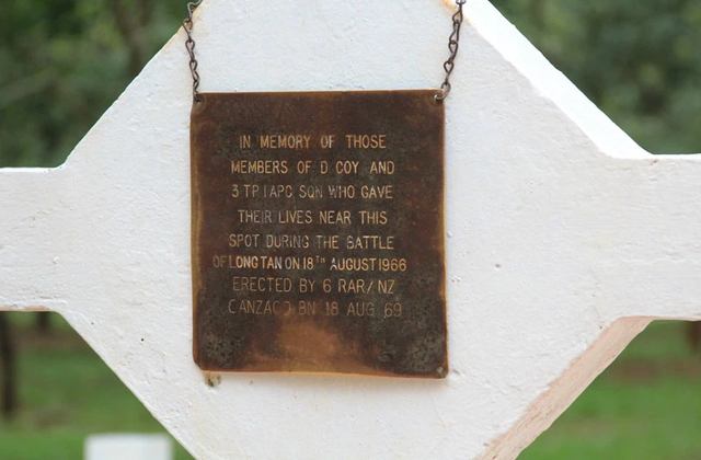 Plaque commemorating Long Tan battle site in Vietnam visited during Australian remembrance tour
