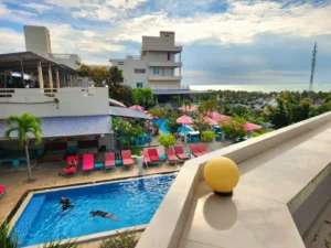  Water views from a hillside resort in Mui Ne-a popular surfing and tourist destination in Vietnam 