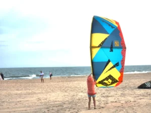  A kite surfer is preparing for a ride in Mui Ne-a popular surfing and tourist destination in Vietnam 