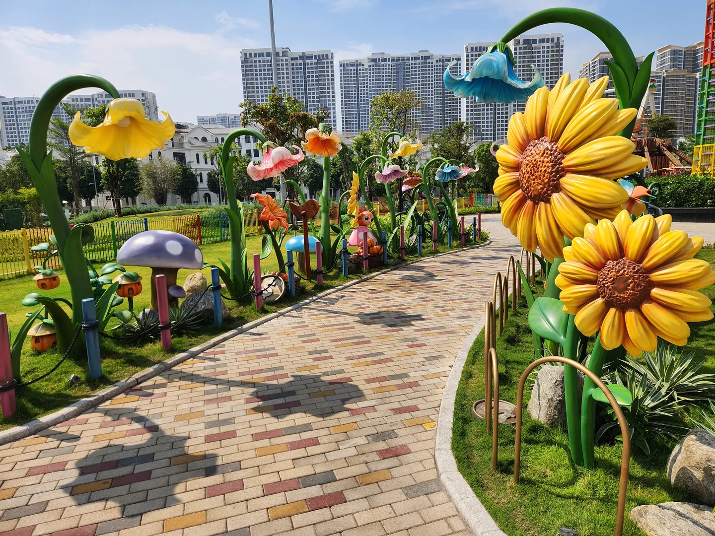  Image of sunflower installations in Grand Park in Ho Chi Minh City-a popular tourist destination in Vietnam 
