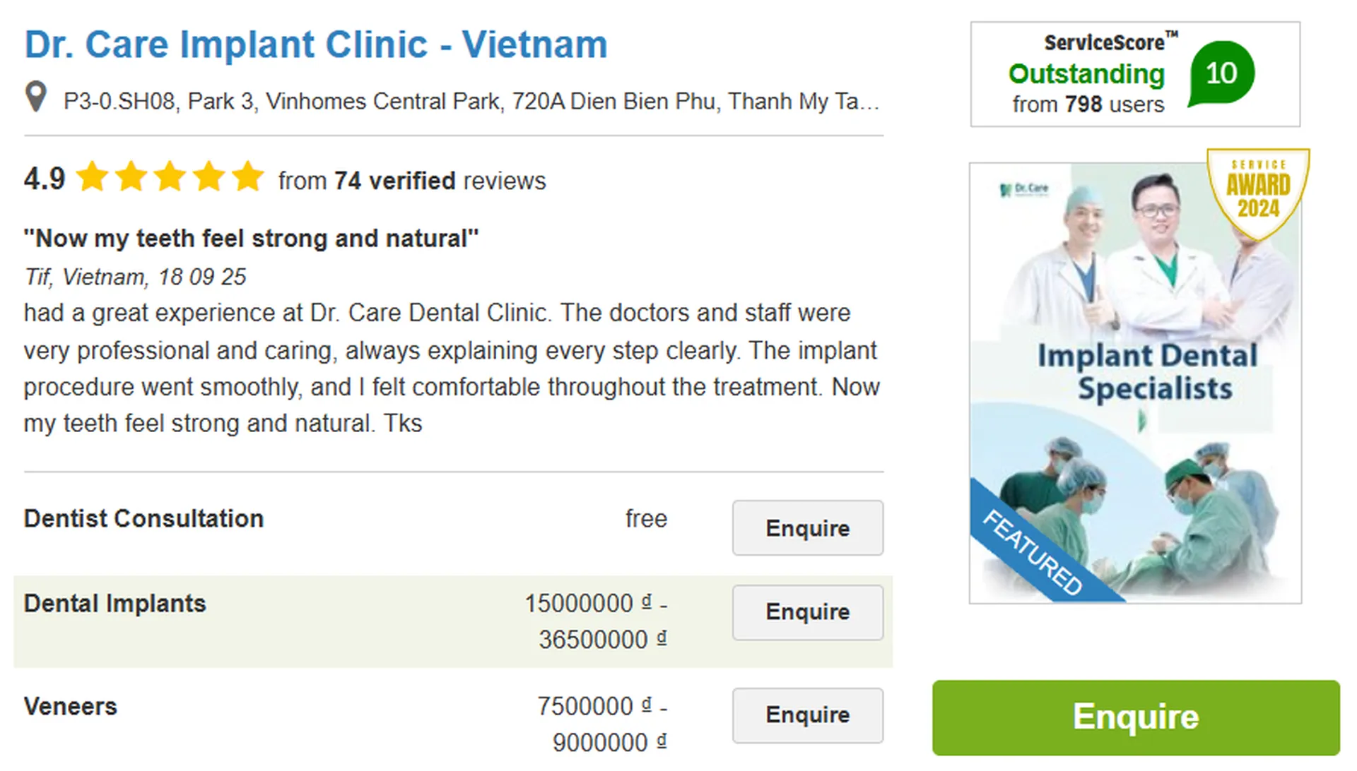 image of aby international medical and dental rating agency WhatClinic recognizing the achievements of the dental practice rating 