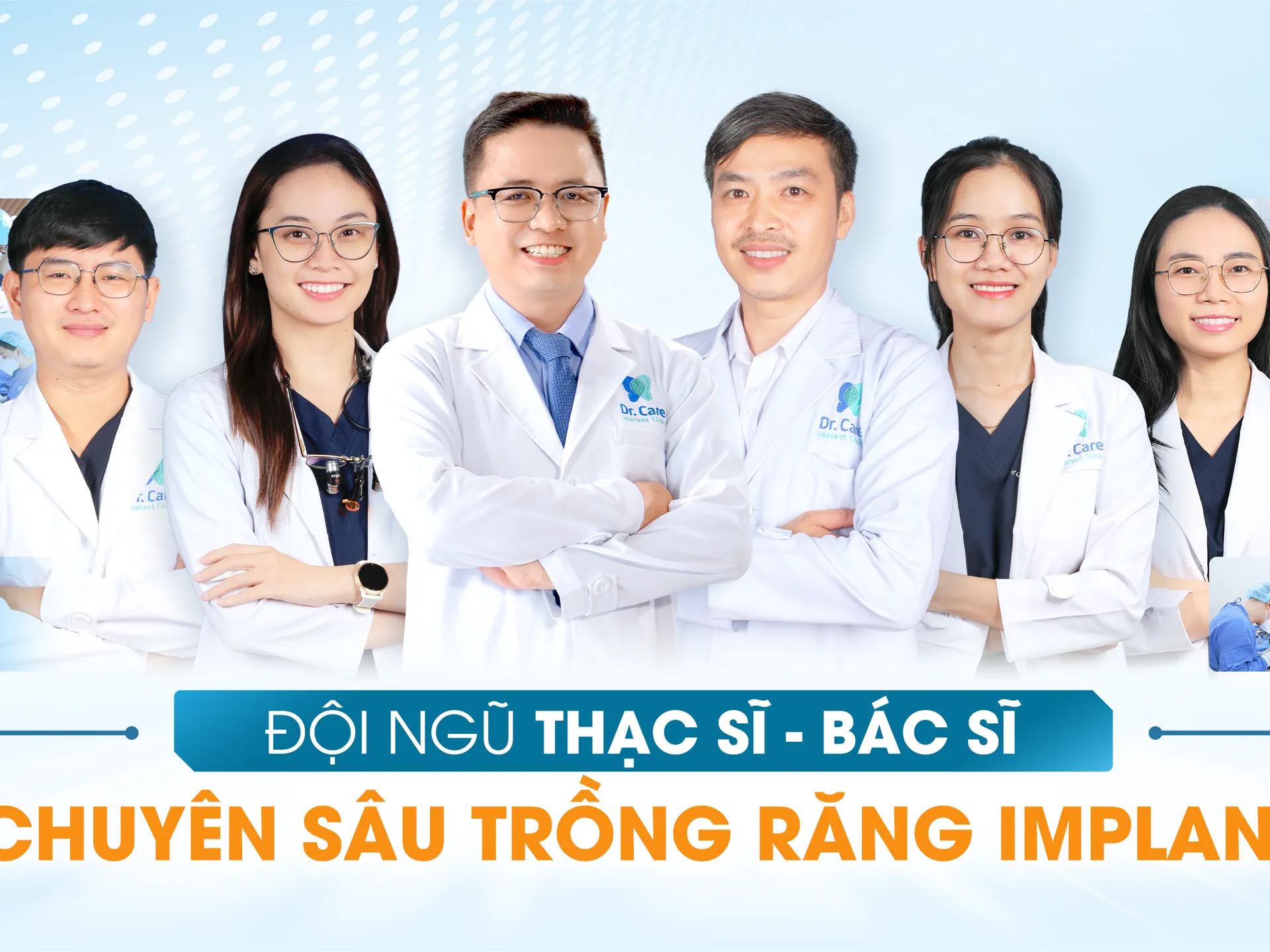 team of dentists from Dr Care Implant Clinic  posing for a photo