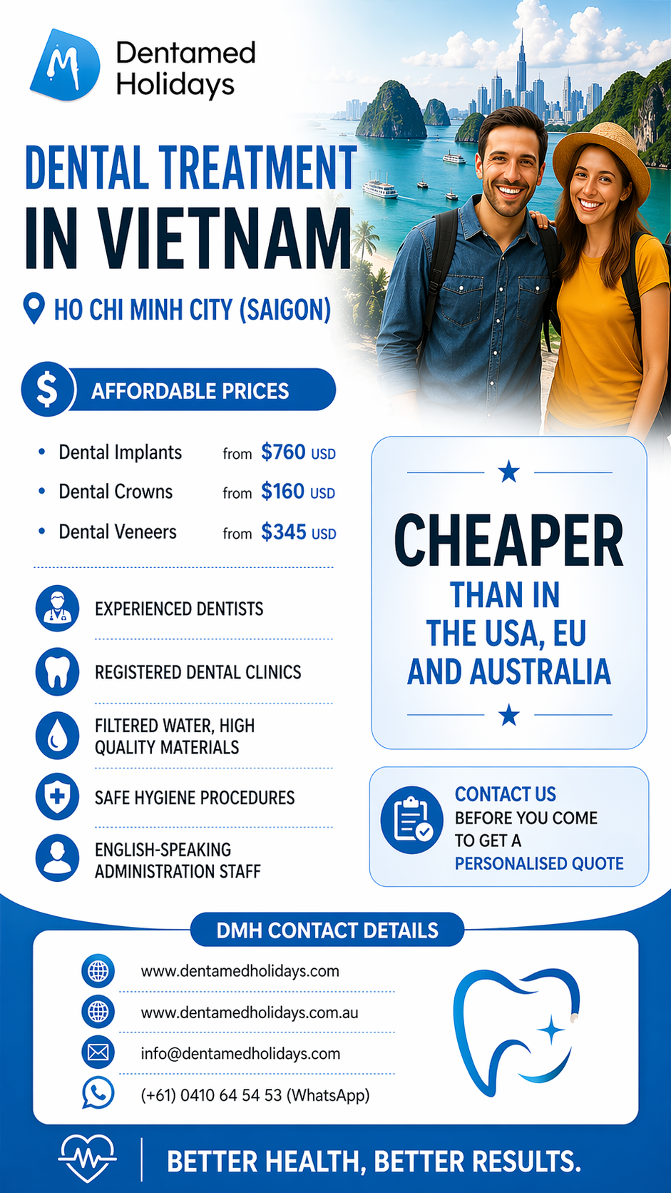 Dental treatment in Vietnam with DentaMed Holidays, including implants, crowns and veneers for international visitors